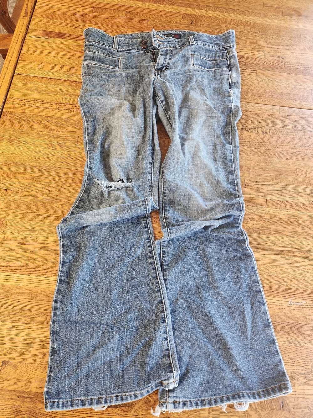 American Eagle Outfitters Light Blue Distressed Flare Jeans
